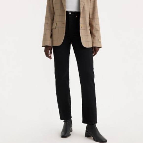 Levi’s Premium WEDGIE STRAIGHT FIT WOMEN'S Ankle JEANS 27 black - Picture 6 of 12